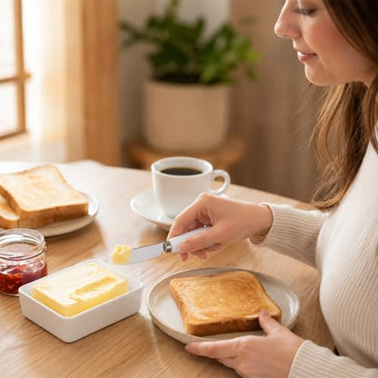2 Pack Stainless Steel Butter Knife Spreader Knife Small Butter Knife Multipurpose Cheese Spreader with White Porcelain Handle for Kitchen Restaurant Party Kitchen Gadgets Cream Cheese Jam Pastry
