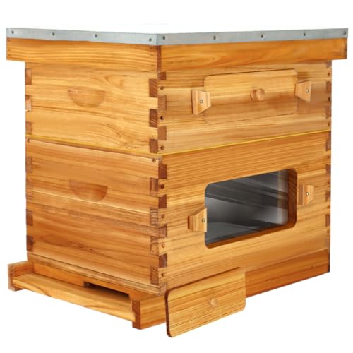 BeeCastle 8 Frame Langstroth Beehive, Beeswaxed Coated Starter Kit with Beehive Frames and Waxed Foundations (1 Deep Box & 1 Medium Super) - size: 1 Super &1 Deep Box