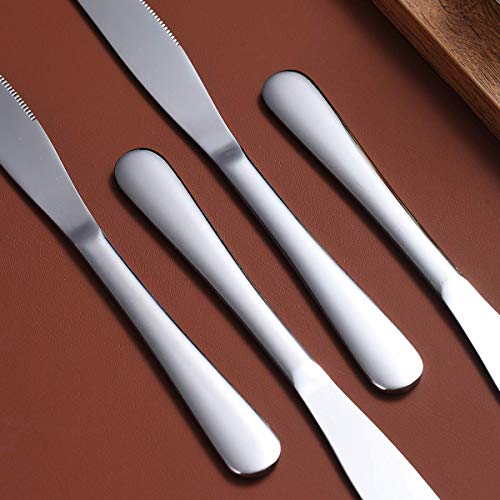 Berglander Dinner Knives Set Of 6, Stainless Steel Shiny Mirror Dinner Knife, Butter Knife Spreader Table Knives Sturdy And Dishwasher Safe - color: A. 6 pieces