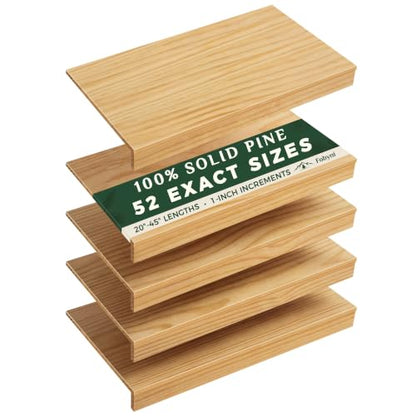 Solid Pine Wire Shelf Covers, 16" D x 24" L, Tool-Free Pantry Rack