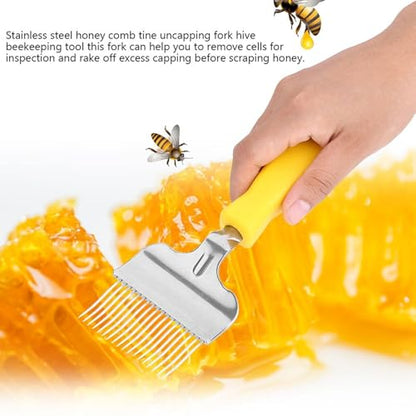 Honey Scraper,Stainless Steel Small Honeycomb Fork | Honey Hive Uncapping Shovel Scraper,for Bee Keeping Farm Outdoor Indoor Backyard Garden Beekeeper Beginners