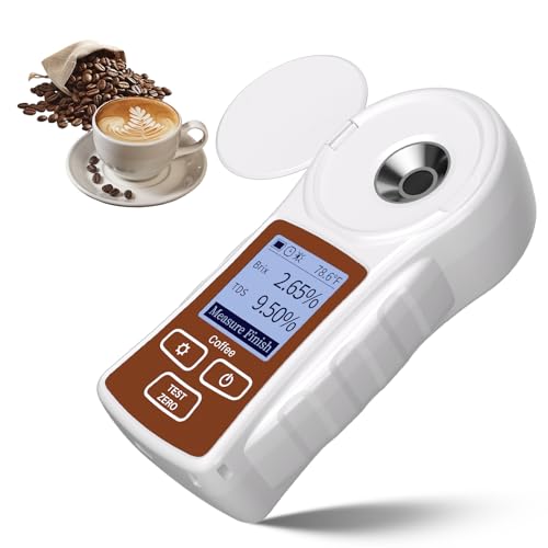 Professional Coffee Refractometer with ATC for Coffee Enthusiasts | Measure Coffee TDS & Brix, One-tap Calibration, Anti-Glare Interference, Rechargeable, Backlight, ℉/℃ Switch (0-22%, 0.2%) - color: Brown
