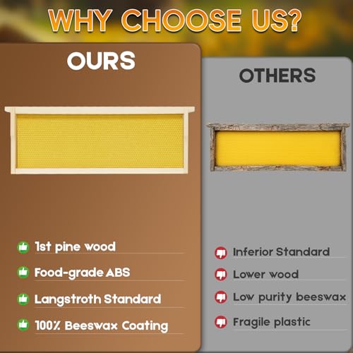 10 Pack Bee Frames Medium Unassembled, Wooden Beehive Frames with Plastic Beeswax Coated Foundations for Medium Super Box (Yellow) - color: Yellow, size: 10PCS