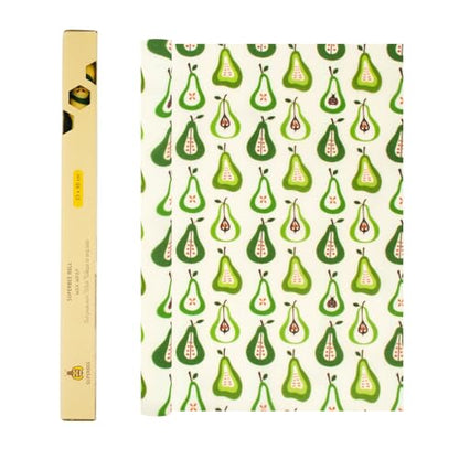 SUPERBEE Beeswax Wrap Roll XL, Reusable Beeswax Wraps for Food, Wrap Roll, Reusable for Wrapping Vegetables, Cheese Paper, Bowl Covers and Sandwich Wrapping Paper, Pears - 35x13" - color: Pears