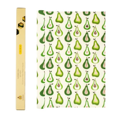 SUPERBEE Beeswax Wrap Roll XL, Reusable Beeswax Wraps for Food, Wrap Roll, Reusable for Wrapping Vegetables, Cheese Paper, Bowl Covers and Sandwich Wrapping Paper, Pears - 35x13" - color: Pears
