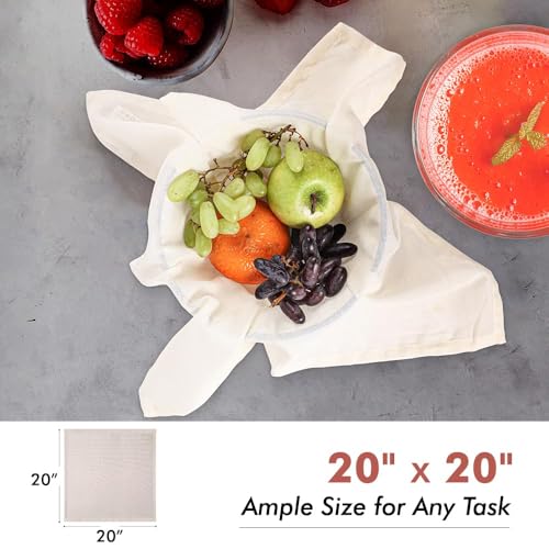Urban Villa Cotton Grade 100 Cheese Cloths 12 Pack 20x20 Inches, Fine Mesh, 100% Unbleached Cotton, Reusable &Pre – Washed, Finished Edge, Butter Muslin Cloth for Straining & Cooking Cheese Making - color: Natural, size: 20 x 20 Inches / 12 Pieces