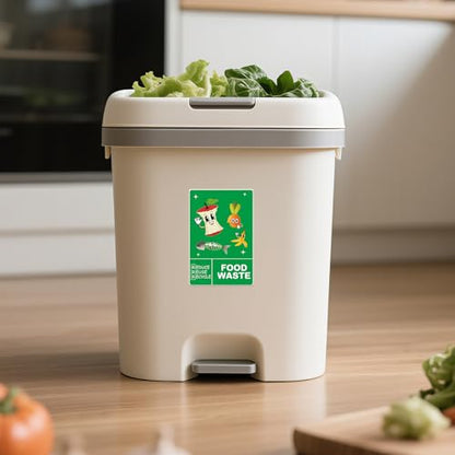 ASUNO Food Waste Recycling Stickers for Bins 150 × 100 mm Trash Vinyl Funny Waterproof Removable Labels Self Adhesive Decals for Home Kitchen Business Outdoor Indoor 12 Pack