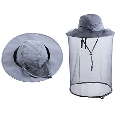Bee Keeping Beekeeper Veil hat gnats Insect Bug Mosquito Fishing Gardening Cap with Head net Netting mesh Hood for Men Women - color: Dark Gray