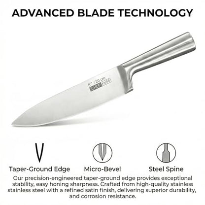 KOFERY 5-Piece Seamless Stainless Steel Knife Set (No Block Included) | Heavy Duty One Piece Design, Full Metal Handle, Professional Kitchen Knives, for Culinary Students, Rv Use, Easy Cleaning