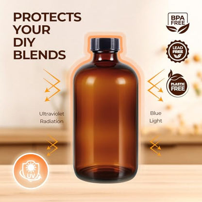 20 Pack,16 OZ Glass Bottles Boston Round Sample Refillable Bottles with Black Caps, Perfect Glass Containers for kombucha, Secondary Fermentation,Storing condiment,Homemade Essential Oils (20P Brown) - color: 20P Brown