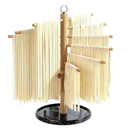 Pasta Drying Rack with Transfer Wand and 7 Bars, noodle drying rack Easy to Transfer for Drying Pasta and Cooking, Special Suspension Design for Large Storage pasta rack easy use pasta dryer - color: Black