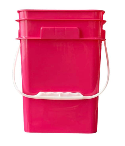 House Naturals 4 Gallon Square Food Grade Bucket Pail with Plastic Handles and Lid (Pack of 3) Made in USA containers (Magenta - White lids) - color: Magenta - White Lids
