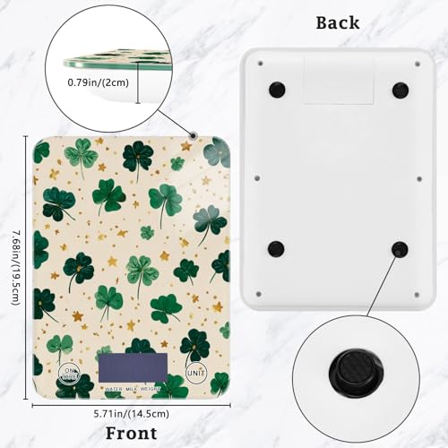 Food Scale Kitchen Scale for Baking Cooking Digital Food Weighing Measuring Scale Small Waterproof Electric Food Scale Green Clovers and Stars - color: Green Clovers and Stars