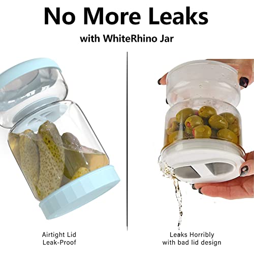 WhiteRhino Glass Pickle Jar with Strainer Flip,34oz Pickle Container,Hourglass Pickle Juice Separator Jar for Gherkins Olives, Leakproof Dishwasher Safe - color: 34oz Light Bule Pickle jar