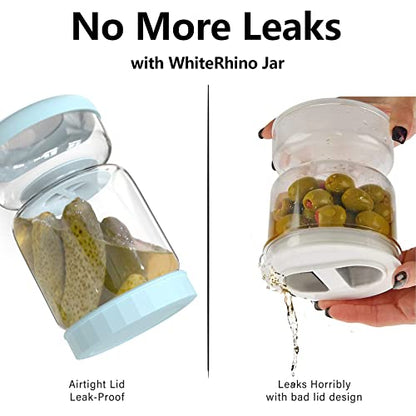 WhiteRhino Glass Pickle Jar with Strainer Flip,34oz Pickle Container,Hourglass Pickle Juice Separator Jar for Gherkins Olives, Leakproof Dishwasher Safe - color: 34oz Light Bule Pickle jar