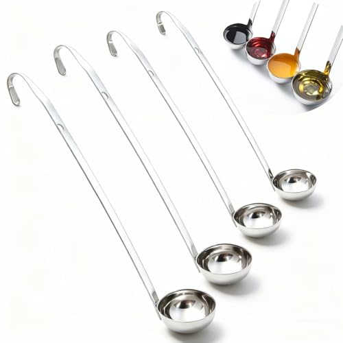 Markeny 4 Pieces Stainless Steel Soup Ladle Metal Handle Ladle with Pouring Rim,2oz/3oz/4oz/5oz Set Ladles for Cooking Soup Sauce