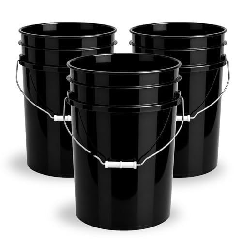 ePackageSupply 5 Gallon Bucket - Food Grade Bucket, Metal Handle Grip, BPA-Free, Heavy-Duty 90 Mil HDPE Plastic Pail, Stackable Utility Container, Made in USA, Lid Not Included, Black, 3 Packs - color: Black, size: 3 Packs