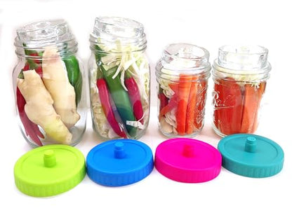 4 Pcs Fermentation Lids - waterless Airlock Fermenting for 86mm Wide Mouth Mason Jar（Jars Not Included） - size: Lids Only