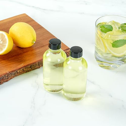 Restaurantware Vetri 4 Ounce Boston Glass Bottles, 24 Sample Bottles With Black Phenolic Caps - Dishwashable, Round, Clear Glass Bottle, For Potion, Juice, Ginger Shots, Whiskey, Liquids - color: Clear, size: 4 oz