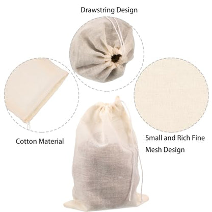 Boao 24 Pcs Spice Cooking Cheesecloth Bags for Straining Reusable Empty Tea Drawstring Soup Muslin Bags(5 x 6 Inch) - size: 5 x 6 Inch