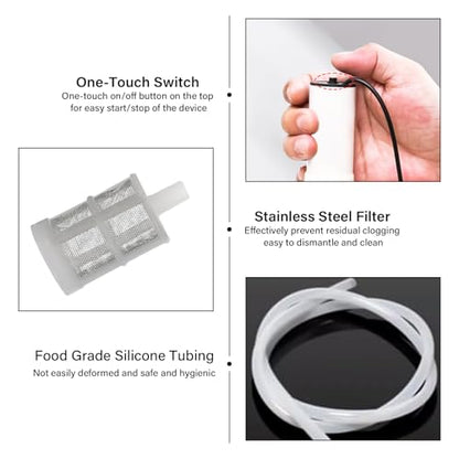 Portable USB Electric Auto Siphon Self Priming Beer Transfer Pump Kit, Food Grade Pump for Home Brew Beer,Wine, Beverages,Mead and Kombucha, 2LPM No Mess Leak, 197 Inch Hose