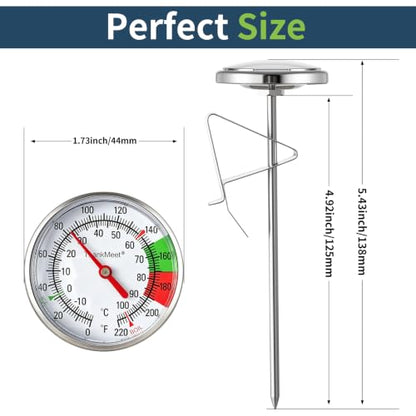Instant Read Large Dial Thermometer, Premium Stainless Steel Coffee Milk Foam Thermometer with Clip, Ideal for Espresso, Hot Chocolate, Latte & Beverage Temperature Control - size: Milk Frothing Thermometer-9''