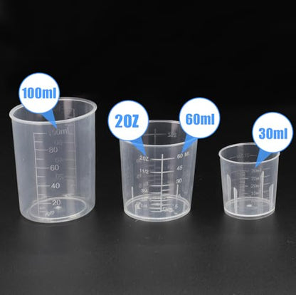 DTDNZKN 3 Pack Measuring Cup Set, Includes 1/2/3.4 OZ (30/40/100ml) | Plastic Liquid Measuring Cups- Baking, Cooking, Mixing & Measuring Cups