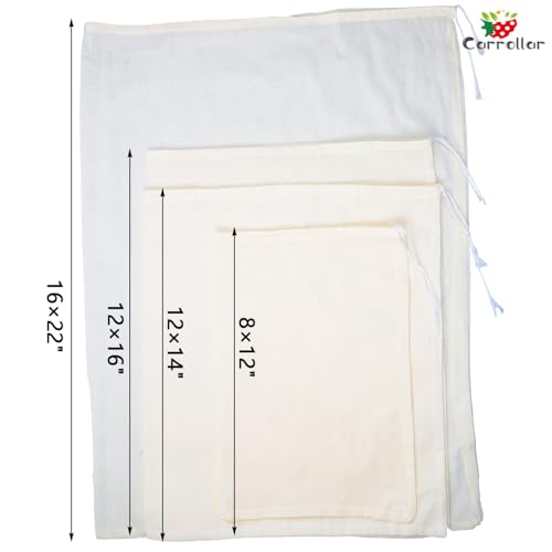 4Pack Nut Milk Bags,4 Sizes Unbleached Cotton Cheesecloth Bags,Food Strainer Bags,Reusable Muslin Strainer Bags for Yogurt,Juice,Wine,Cheese making(8x12"/12x14"/12x16"/16x22") - size: 8x12"/12x14"/12x16"/16x22"