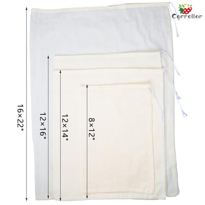 4Pack Nut Milk Bags,4 Sizes Unbleached Cotton Cheesecloth Bags,Food Strainer Bags,Reusable Muslin Strainer Bags for Yogurt,Juice,Wine,Cheese making(8x12"/12x14"/12x16"/16x22") - size: 8x12"/12x14"/12x16"/16x22"