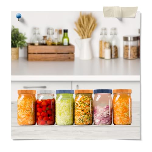 Fermentaholics 3 One Quart Wide Mouth Mason Jars with Breathable Muslin Cloth Covers, Rubber Bands, Temperature Strips | 3 Pack Quart Jars | Ideal for Small Batch Fermentation | Kombucha, Kefir, Pickl