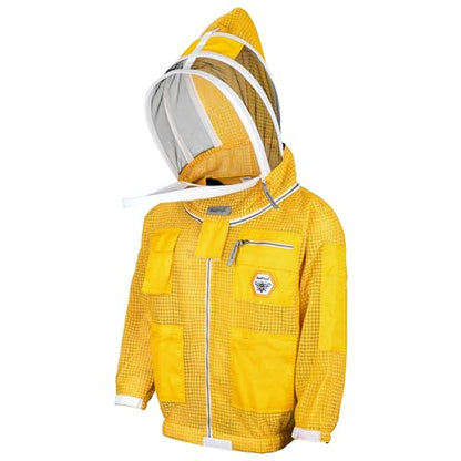 Beekeeping Jacket with Veil 3-Layer Ultra Ventilated Veil Fencing YKK Zippers Full Protection Suit Carrying Bag (BP-301-Golden)-M - color: Golden Fencing Veil, size: Medium