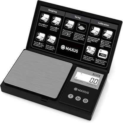 MAXUS Digital Gram Scale 1000g/0.1g, Small Food Scale with Backlit LCD, Mini Pocket Scale for Jewelry - color: Matte Black