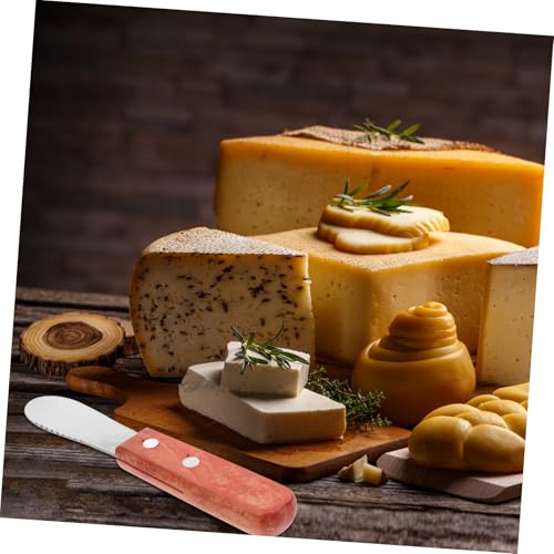 SOLUSTRE Stainless Steel Cheese Slicer with Ergonomic Wooden Handle Wear-resistant Butter Spreader and Peanut Jam Spatula for Kitchen and Restaurant Use Essential Baking Tool