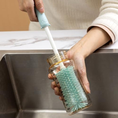Silicone Bottle Cleaner Brush,13.4in Long Handle Water Cup Bottles Cleaner | with a Tiny Cup Lid Gap Cleaning Brush, Cleaning for Baby Bottles, Stanley Mug, Sports Bottle, Glass Vase, z Blue - style: Straight, Blue
