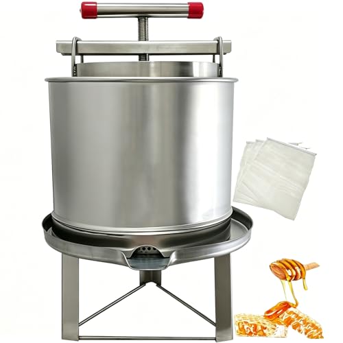 Honey Press Extractor Wax Machine Stainless Steel Honey Press Beeswax Machine Manual Large Bee Honey Presser Fruit Wine Press For Honey Wine Juice Vegetables Olive Oil Making