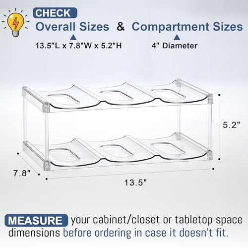 LARGER Compartment - Stackable Water Bottle Organizer Holder - for Stanley & Others' Large Tumbler - Clear Wine Rack, Cup Bottle Holder for Cabinet Home Countertop Fridge Pantry Shelf, 2 Tier Hold 6 - size: 2 Tier - Hold 6