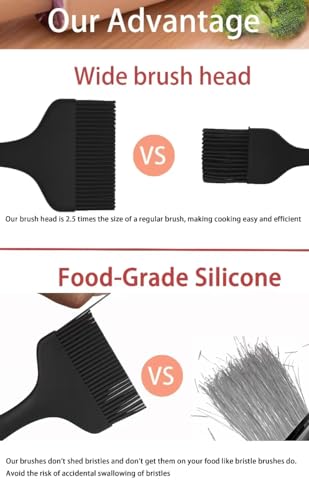 2 Pcs Of Silicone Basting Brushes Heat Resistant Pastry Brush Oil brush BBQ Grill Brush Set One-Piece Design, Suitable For Barbecue Oven Teppanyaki Kitchen Cooking Easy Clean Black - color: Black