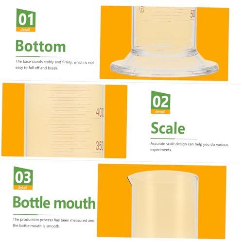 Homoyoyo Lab Tool 500ml Glass Measuring Cylinder Graduations for School Home Use