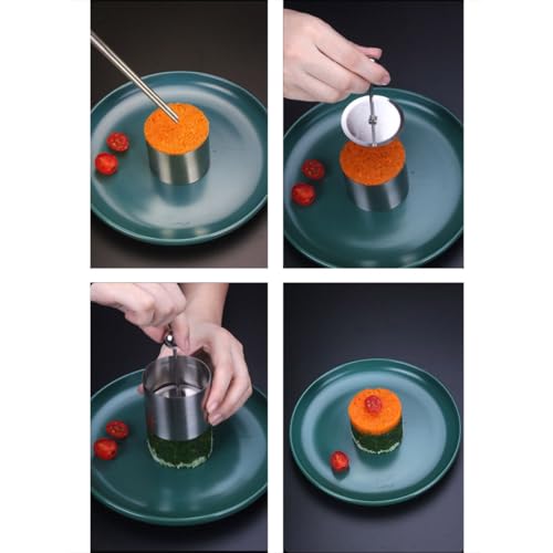 JianLing 1Set Round Cake Stick Moldlings Set Tray Dessert Moldlings Metal Baking Cutter Small Box Packaging Silver For Making Cheese Bricks and Rice Balls