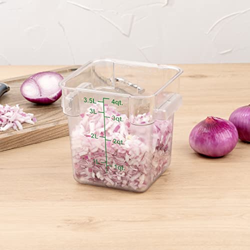Restaurantware Met Lux 4 Quart Brine Buckets 10 Square Marinating Containers - With Volume Markers Built-In Handles Clear And Green Plastic Dough Rising Buckets Freezer-Safe Lids Sold Separately - size: 4 Quarts, style: 10 Count