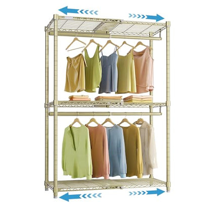 VIPEK X1 Expandable Clothes Rack Heavy Duty Adjustable from 2' to 3'5" with Adjustable Shelves and Hanger Rods, Reach-in & Walk-in Closets Metal Garment Racks Portable Closet, Gold - color: Gold, size: X1