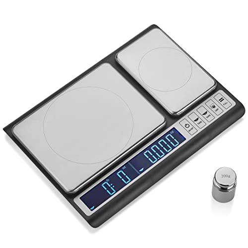Smart Weigh Dual Platform Digital Kitchen Scale Stainless Steel Culinary Kitchen Scale 10 kilograms x 0.01 Grams High Precision Digital Food Scale Tare Function LCD w/Backlit for Baking Cooking Food
