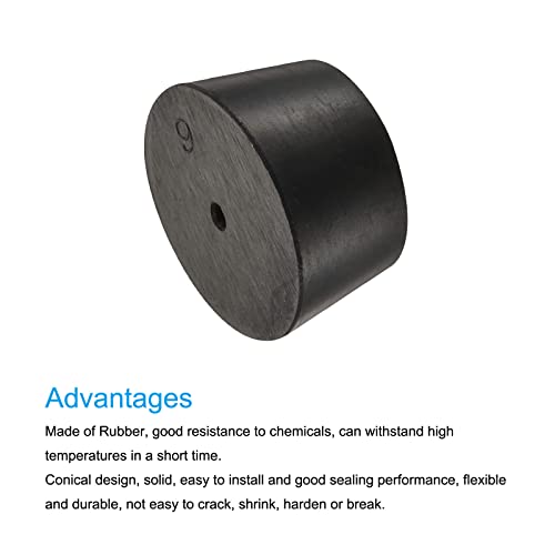 MECCANIXITY Rubber Tapered Plug 37mm to 45mm with Hole Test Tubes Bungs Stopper Black for Lab Home - size: 37mm - 45mm