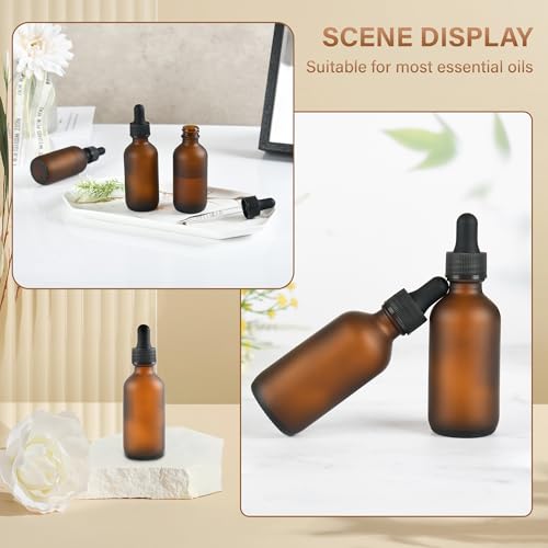 NOOEEISS 6 Pcs, 2oz Amber Glass Eye Dropper Bottle, Tincture Bottles With Dropper, Pretty Finish, Leak-Proof Design, Stronger Suction for All Kinds of Mixed Liquids - color: Amber Frosted, size: 2oz-6Pack