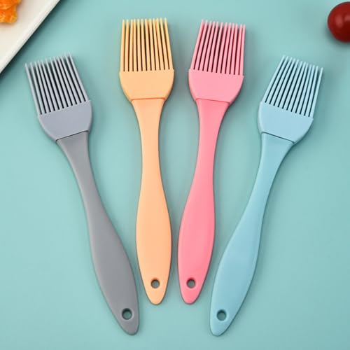 Silicone Oil Brush Barbecue Basting Brush Seasoning Sauce Cake Bread Butter Egg Heat Resistant Home Kitchen Baking Cooking Tools - color: Gray, size: Medium