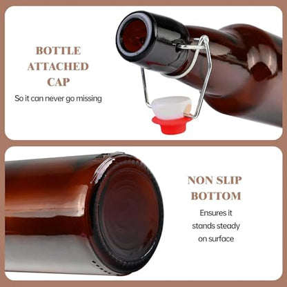 Amber Beer Bottles with Flip Caps, 12oz Glass Bottle with Swinging Top for Airtight Lids, Home Brewing and Fermentation Kombucha, Vanilla Extract, Beverage, Water, Kefir (12 Pack) - size: 12 Ounces (12 Pack)