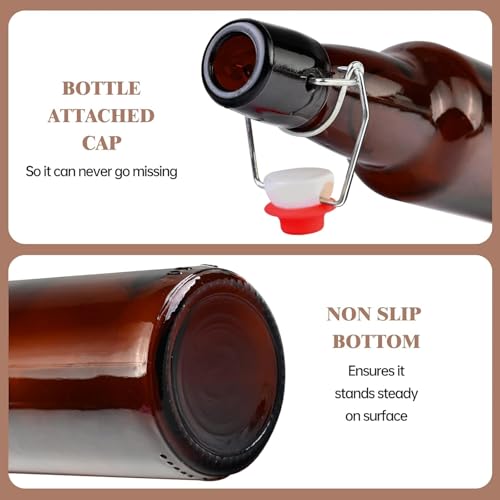 Amber Beer Bottles with Flip Caps, 12oz Glass Bottle with Swinging Top for Airtight Lids, Home Brewing and Fermentation Kombucha, Vanilla Extract, Beverage, Water, Kefir (12 Pack) - size: 12 Ounces (12 Pack)