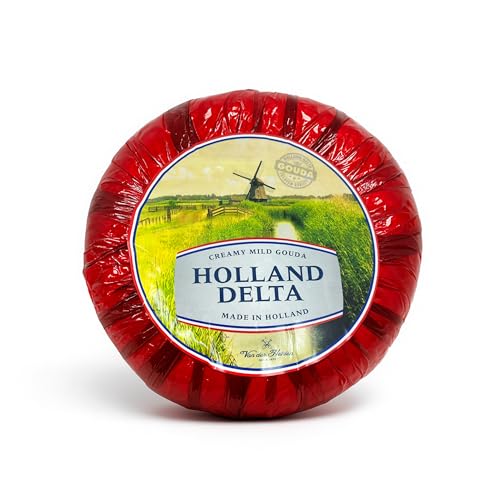 Holland Delta Creamy Mild Gouda Red Wax Cheese Wheel, 9 Lbs