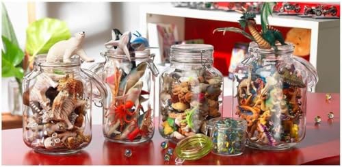 Bormioli Rocco Fido Squared Wide Mouth Glass Jar with Airtight Gasket Clamp Lid for Canning and Food Storage, Clear Top, 50.75 oz.