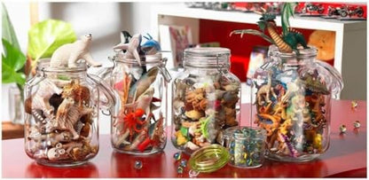 Bormioli Rocco Fido Squared Wide Mouth Glass Jar with Airtight Gasket Clamp Lid for Canning and Food Storage, Clear Top, 50.75 oz.